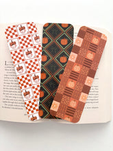 Load image into Gallery viewer, Autumn acorn bookmark, Pumpkin bow Pattern bookmark, Pumpkin flowers patchwork bookmark
