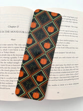 Load image into Gallery viewer, Autumn acorn bookmark, Pumpkin bow Pattern bookmark, Pumpkin flowers patchwork bookmark
