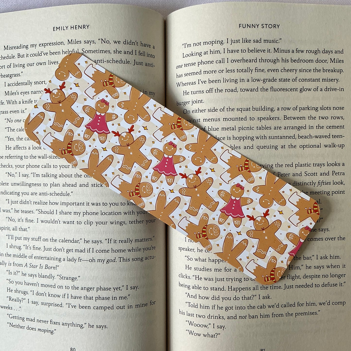 Gingerbread bookmark, snowman cookie bookmark, bow bookmark