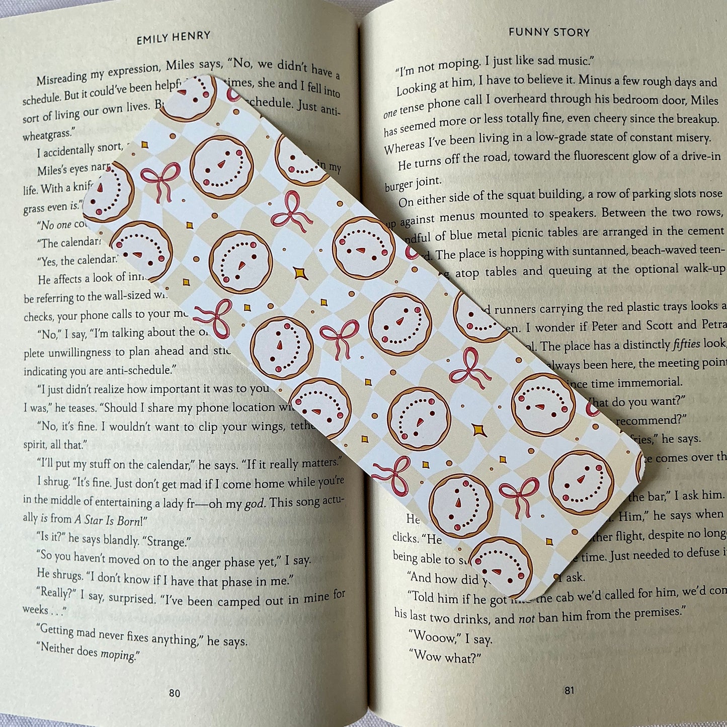 Gingerbread bookmark, snowman cookie bookmark, bow bookmark