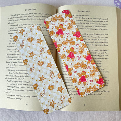 Gingerbread bow bookmark, Candy cane bookmark