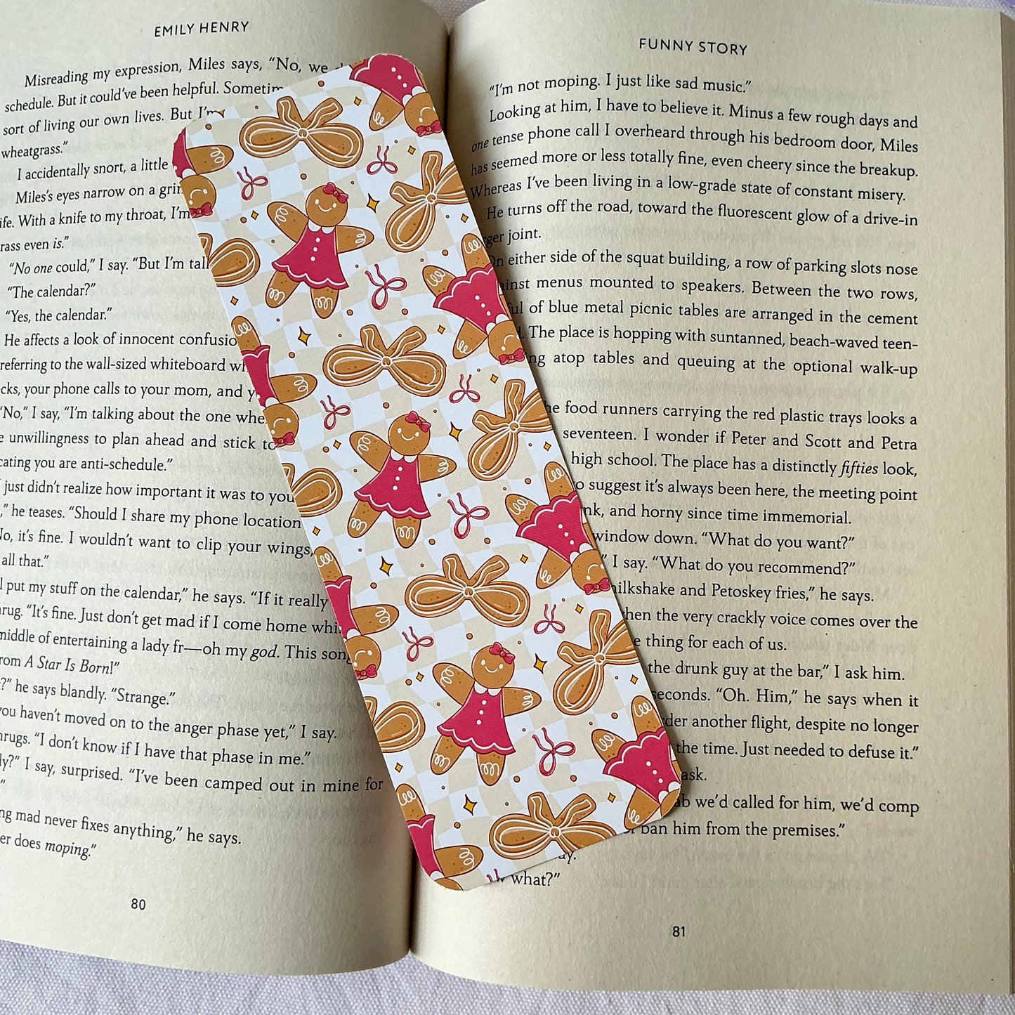 Gingerbread bow bookmark, Candy cane bookmark