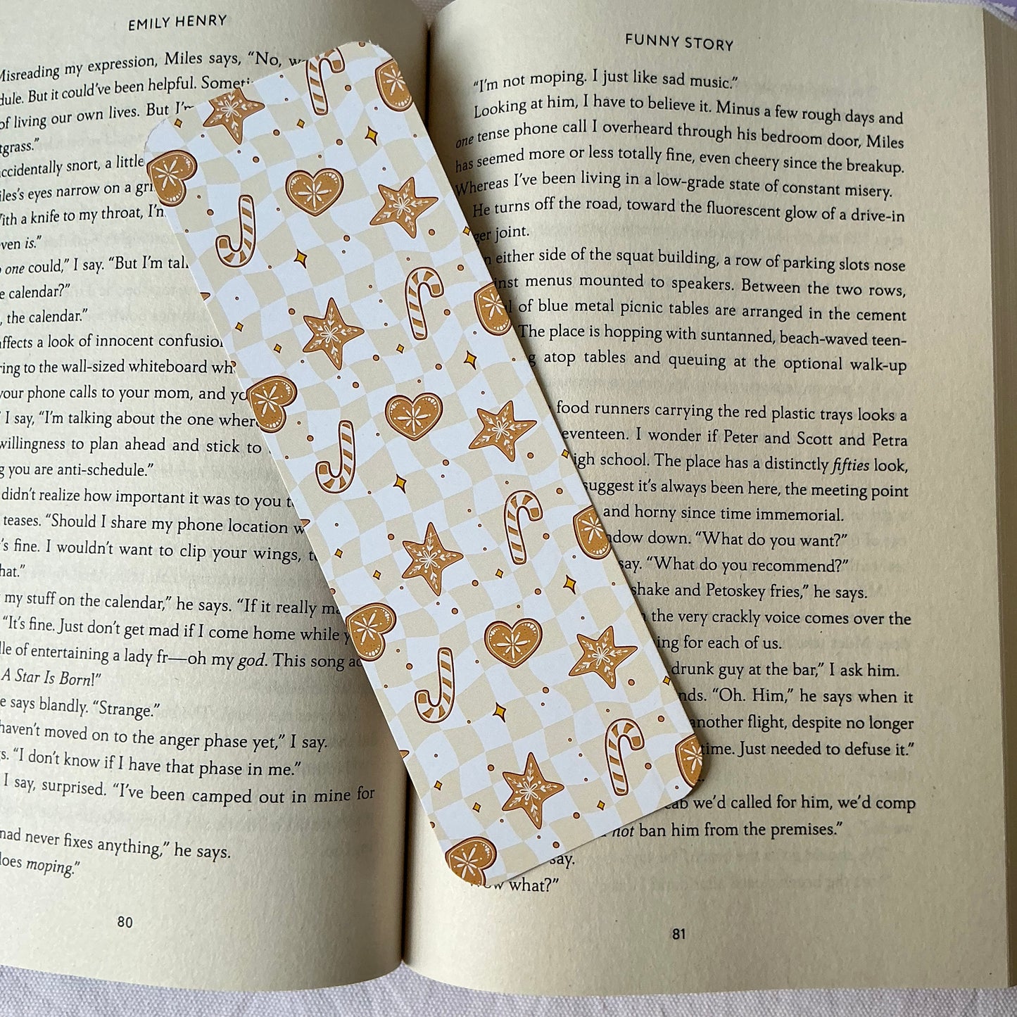 Gingerbread bow bookmark, Candy cane bookmark