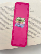 Load image into Gallery viewer, I swoon for men written by women bookmark, Romance is my comfort genre bookmark, Read romance for the butterflies bookmark
