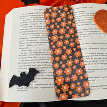 Load image into Gallery viewer, Summerween floral bookmark, Ghost and pumpkin pattern bookmark
